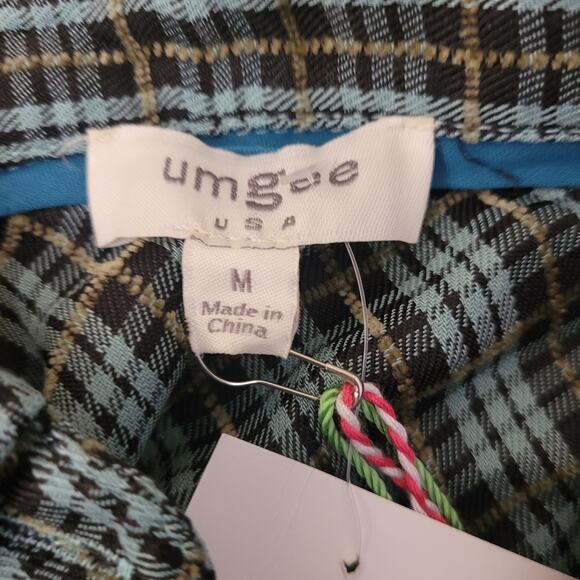 Umgee Plaid Babydoll Dress Size M Blue Button Front Tiered Tunic Rayon Blend - Picture 4 of 6